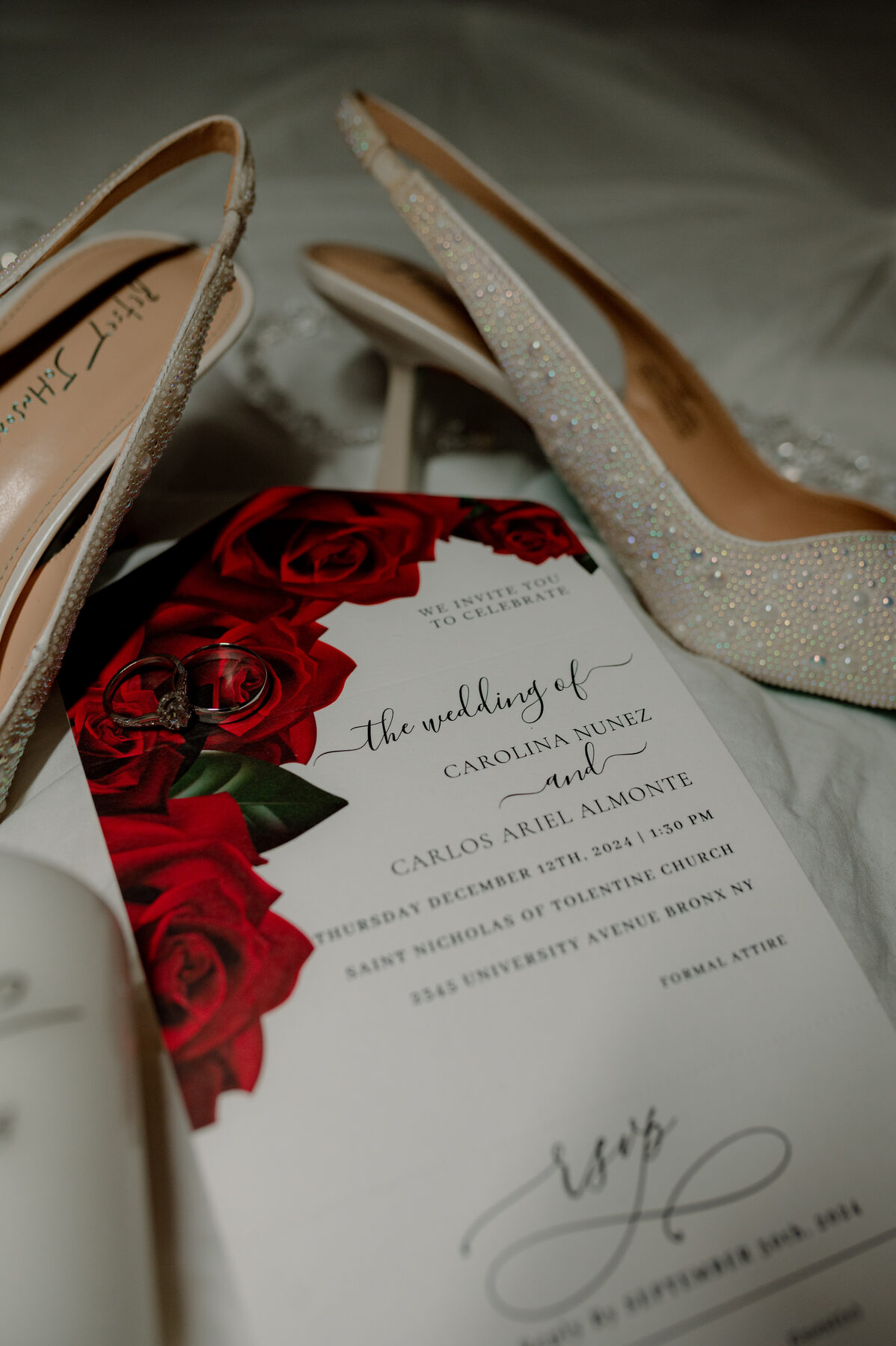 Bridal heels and invitation